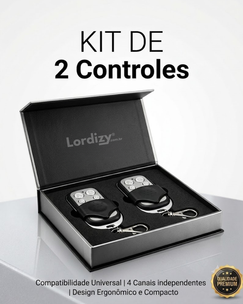 Kit 2 Controles Remoto Universal para Portão Elétrico Eletrônico Garagem com Chaveiro 433mhz 4 Botões
